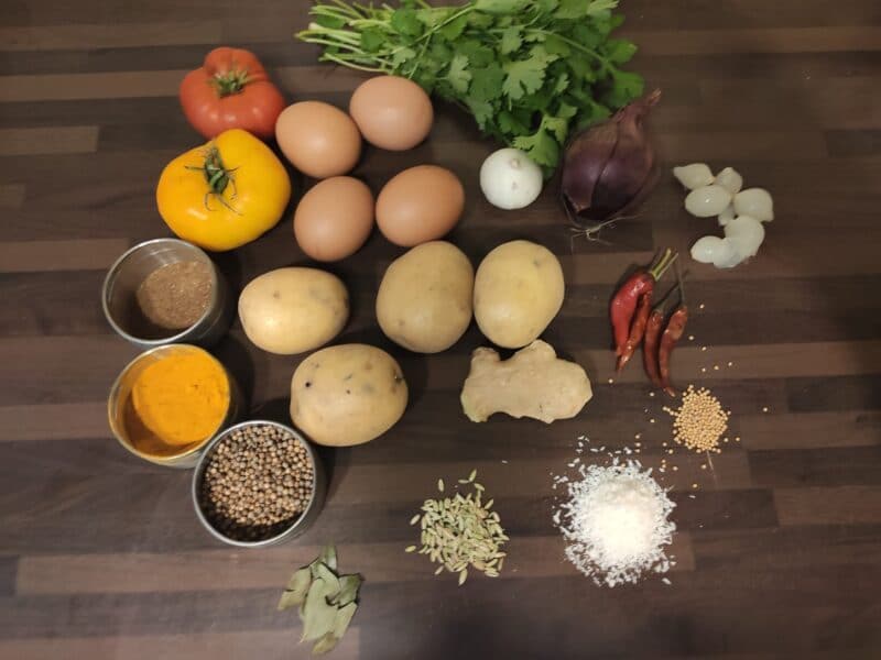 Die Zutaten für unser EIer-Kartoffel-Curry